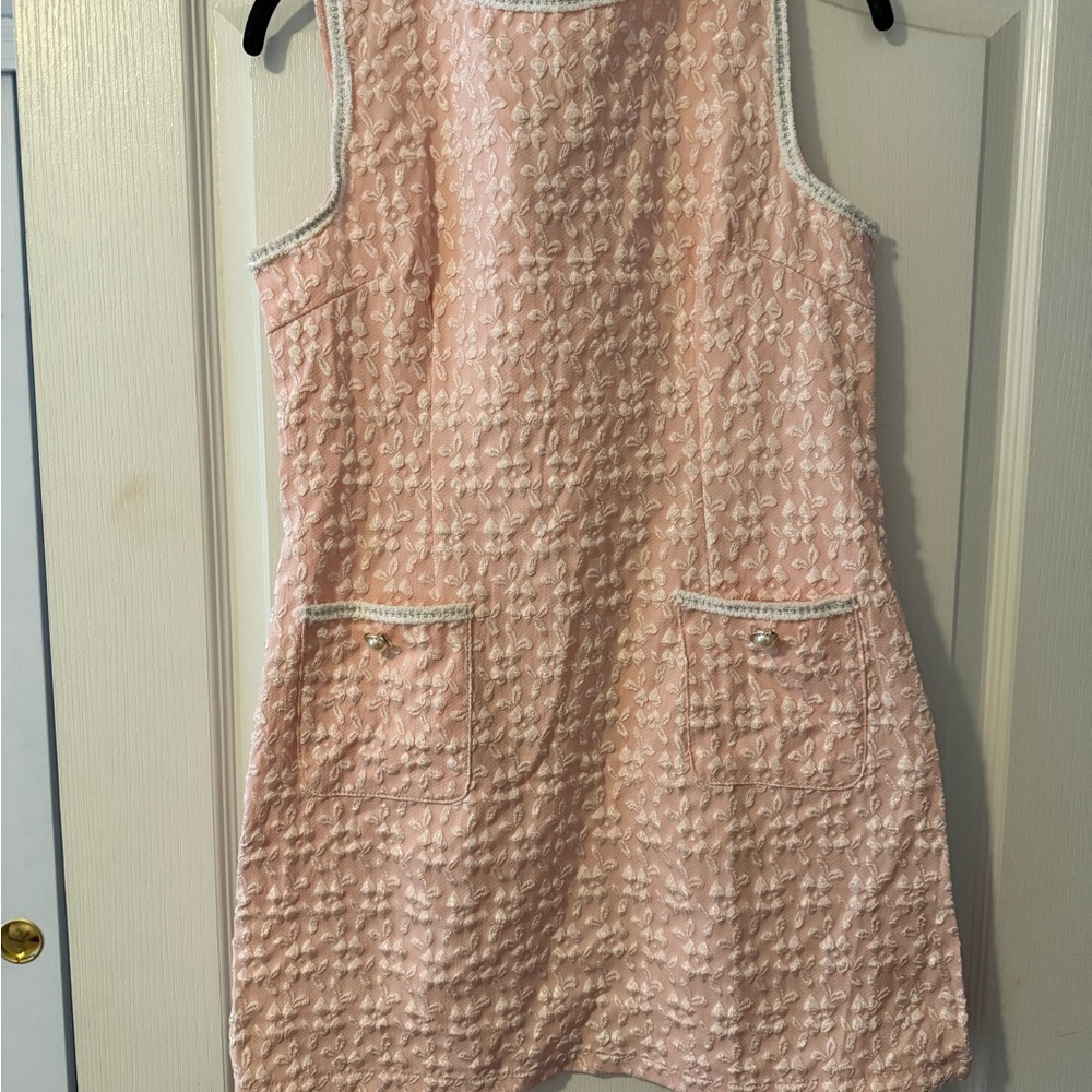 Pink Textured Sleeveless Dress
